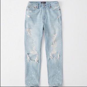 Distressed light wash girlfriend jeans